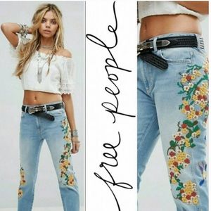 Free People Embroidered Jeans